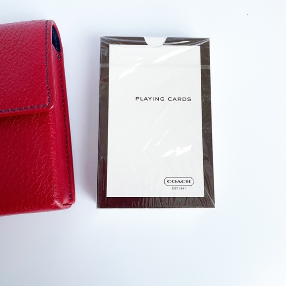 Coach Playing Cards with Red Leather Travel Case SLG Accessories Rare - Picture 6 of 13